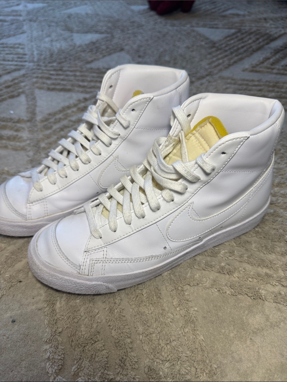 Nike CZ 1055-117 White High-Top Sneakers with Cream and Yellow Foam Tongue Accen